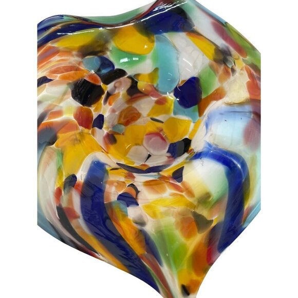 Murano Spatter Glass Heart Dish 6" Bright Confetti Colored - Picture 2 of 7